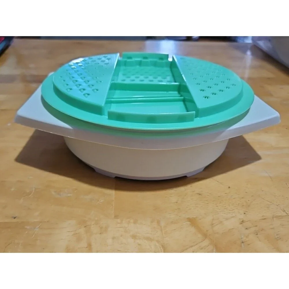 Vintage Tupperware Jadeite Green Cheese Grater W/ Almond Bowl 2 Pc Set - No Lid